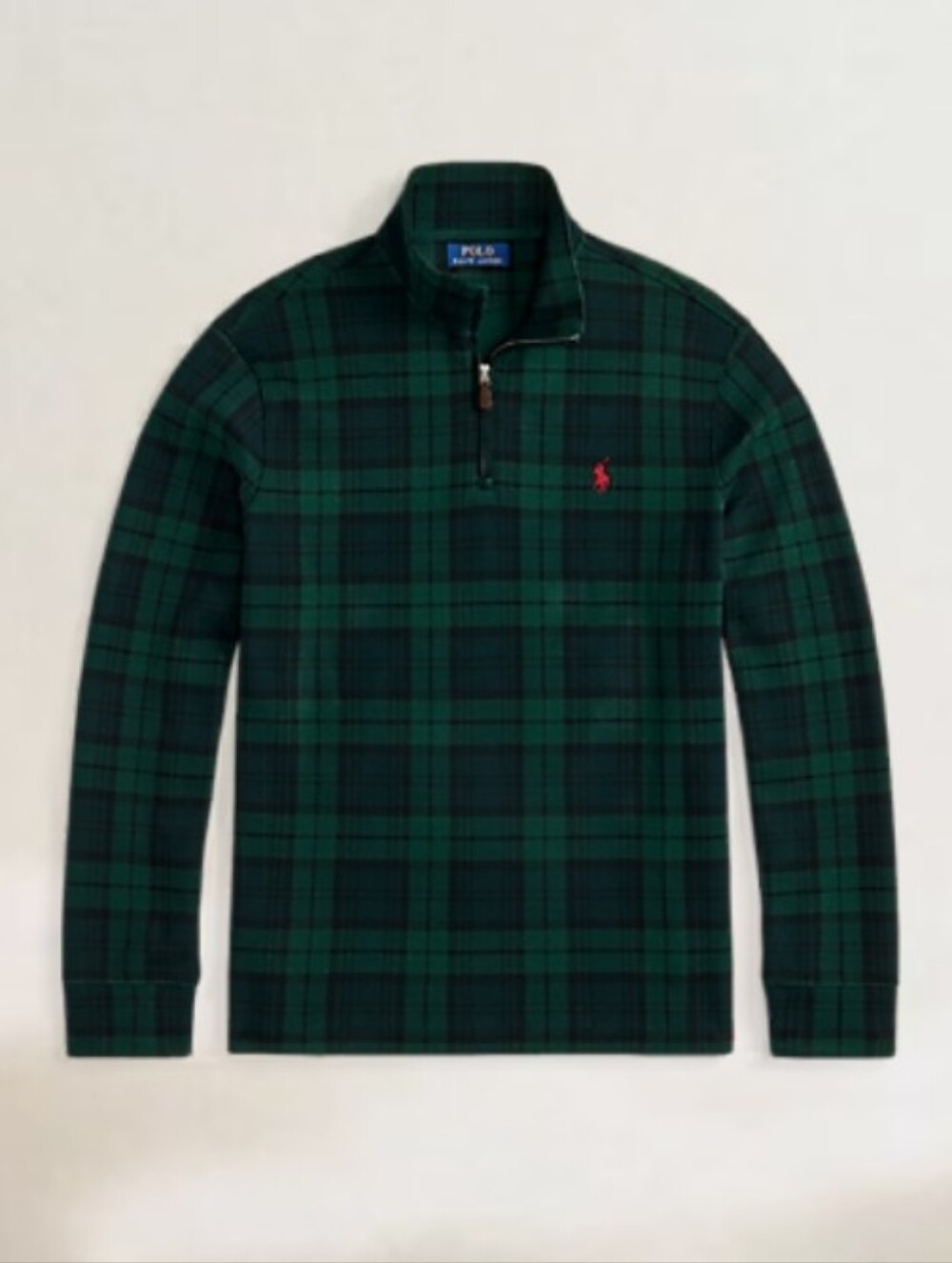 Polo by Ralph Lauren Estate Green Plaid Quarter-Zip Shirt Men's Size Large New